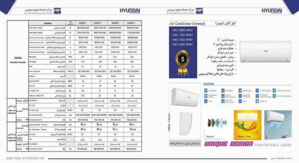 کولر گازی هیوندای اینورتر مدل 0930 Winv